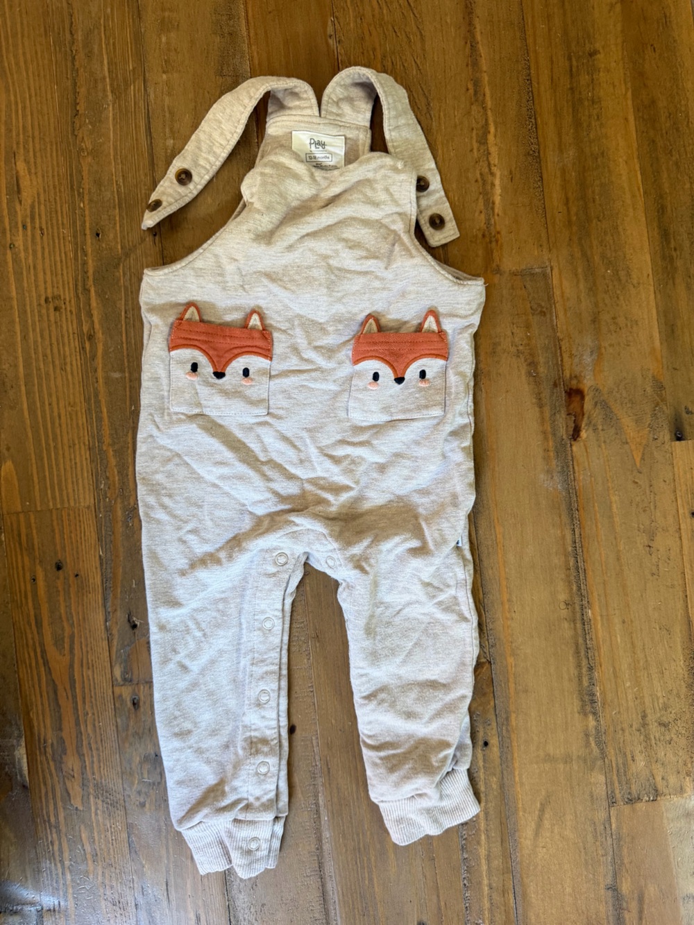 Play by Little Sleepies Cream Fox Pocket Overalls for Kids